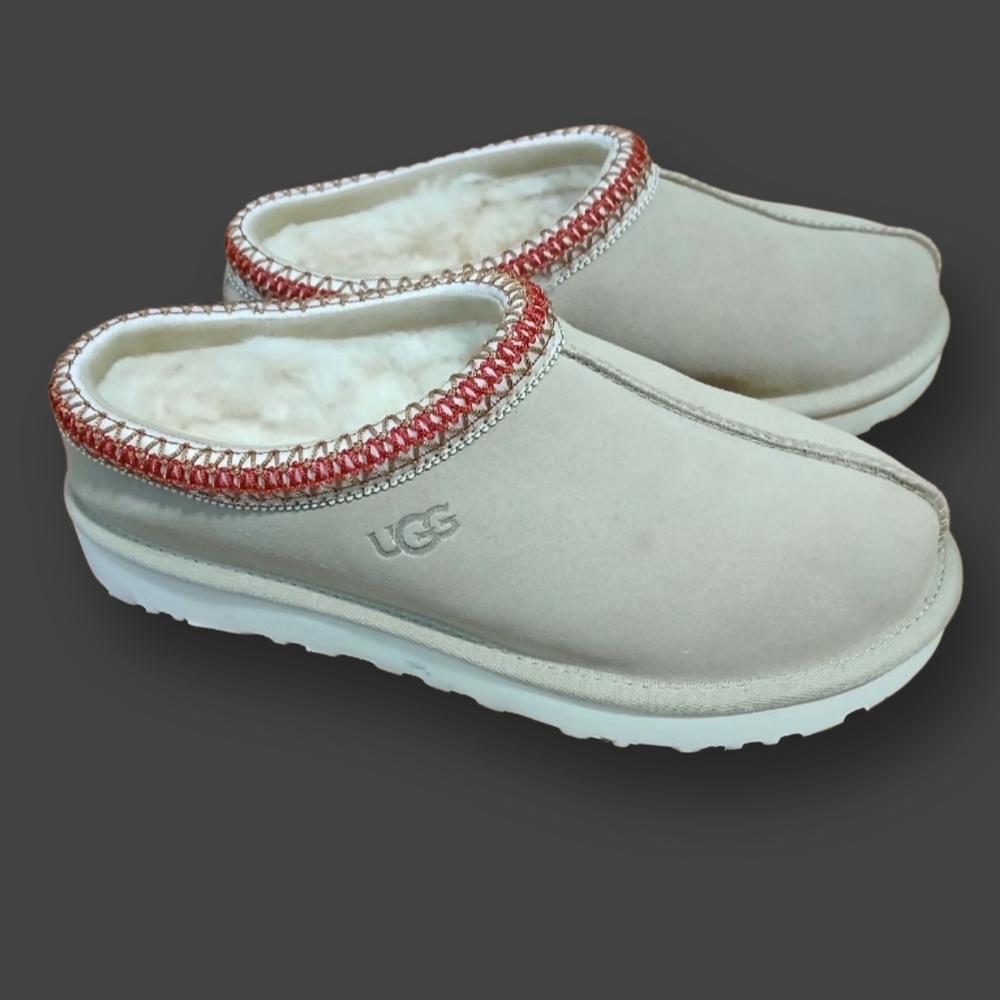 UGG Women's Tasman II Slipper Sand/Dark Cherry Size 9